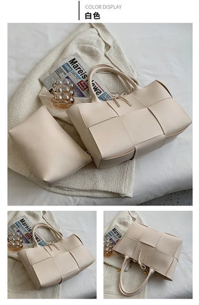 Large Weave Tote Bags For Women Large Capacity Designer Luxury 2024 New Trendy Shopping Korean Version Handbag Retro Travel