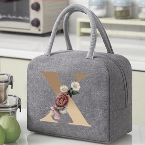 Thermal Food Picnic Lunch Box Insulated School Child Tote Lunch Bags for Work Cute Gold Letter Pattern Cooler Bag for Women