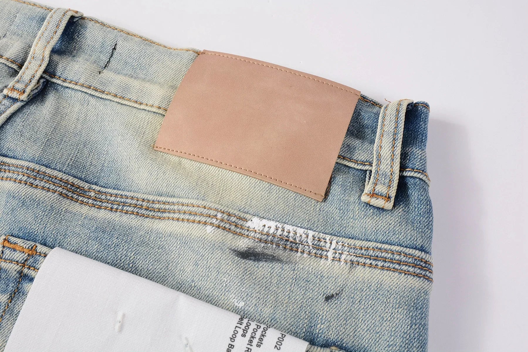 Purple jeans Men Fashion American high street brand Vintage wash blue paint distressed hole Repair Low Rise Skinny Denim pant