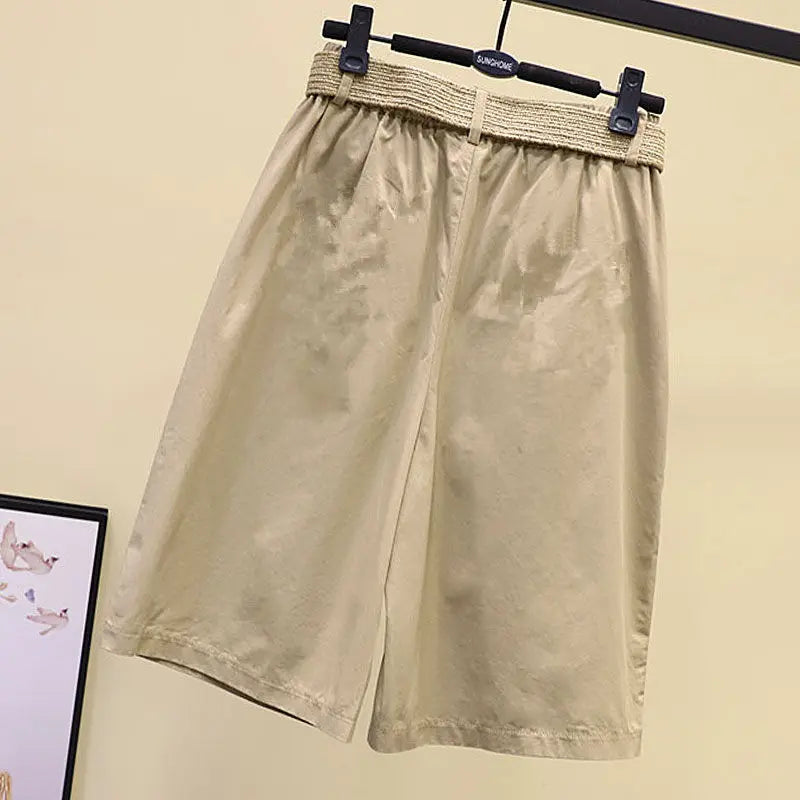 Pants Skirt for Women Shorts Summer Wide Leg Blue High Waist Straight-legged  Pockets Woman Short Black Korean Fashion Culotte