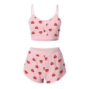 Summer Sexy Tank Top and Tropical Print Shorts Set With Belt Two Piece Suit Sleeveless Tops Party Wear Sets