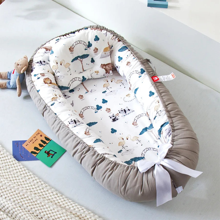 Infant Newborn Baby Lounger Portable Baby Nest Bed for Girls Boys Cotton Crib Toddler Bed Baby Nursery Carrycot Co Sleeper Bed