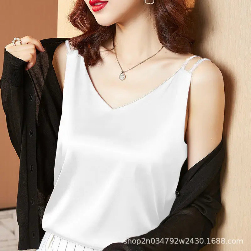 Ice silk Women Summer Tanks Camis Vest Fashion Casual Sleeveless Ladies Street Tanks Tops Tees Hotsweet B3169