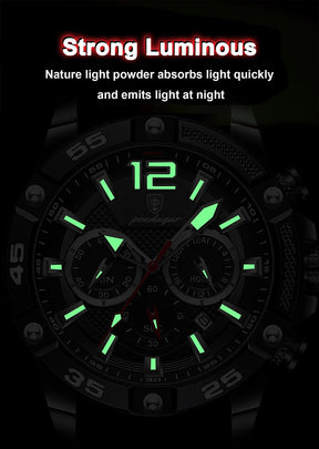 POEDAGAR Silicone Strap Sport Men's Watch Luxury Stopwatch Waterproof Military Wristwatches For Men Brand Luminous Clock Newest