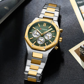 CURREN Fashion Casual Stainless Steel Band Quartz Wristwatches with Chronograph Waterproof Men's Watches