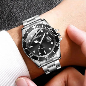 Hot Sale Men's Steel Strap Green Aqua Ghost with Calendar Quartz Watch Classic Men's Watches Fashion Matching Goods