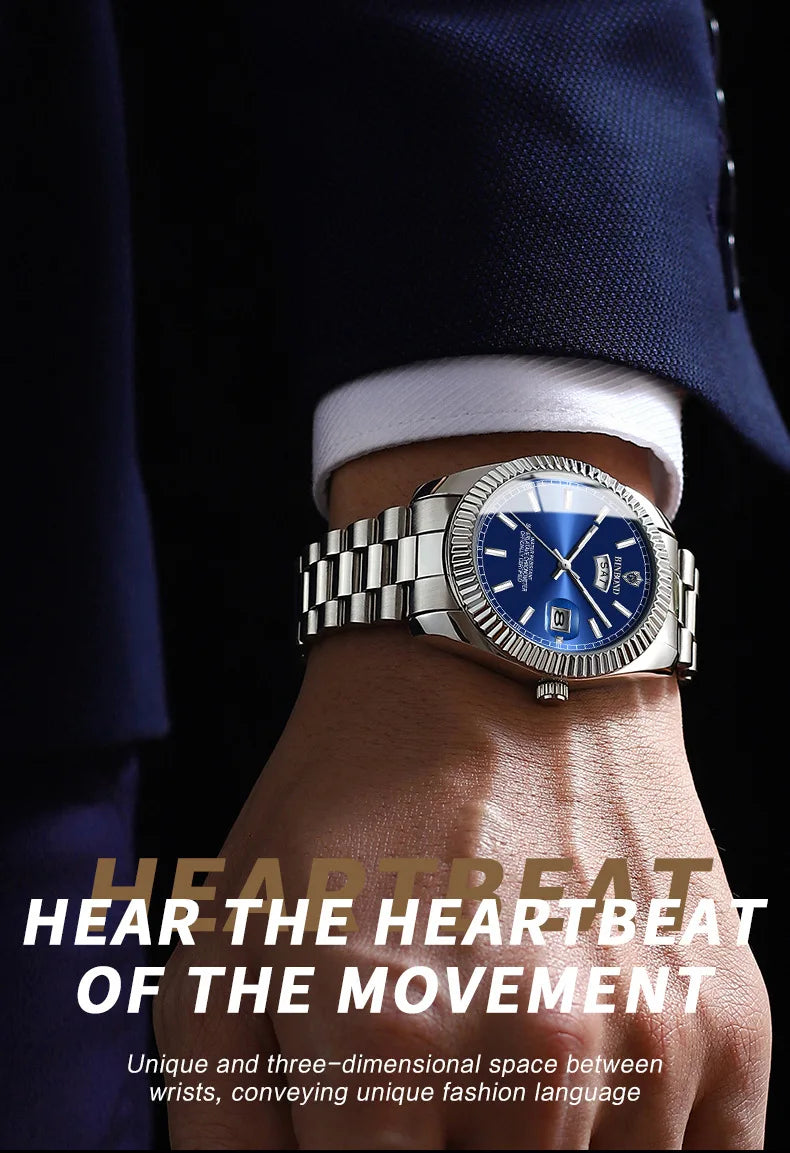 BINBOND B7012 Mens Fashion Business Sports Quartz Watch 30M Waterproof Luminous Classic Calendar Creative Clock Mens Wristwatch