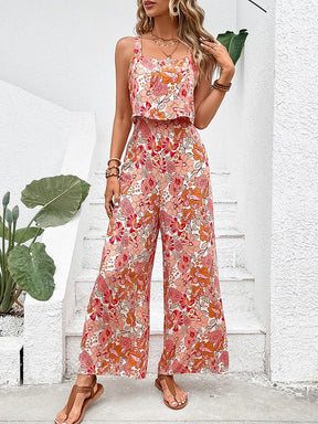 Elegant Long Jumpsuit Women Sexy Backless Wide Leg Jumpsuits Casual Sleeveless Floral Rompers Summer Clothes For Woman 2025 New