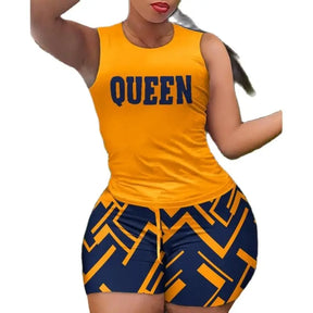 Women's T-shirt+Hot Pants Two Piece Set 2025 Summer  Fashion Casual Printing Quick Drying Sports Fitness Top Shorts Female Suit