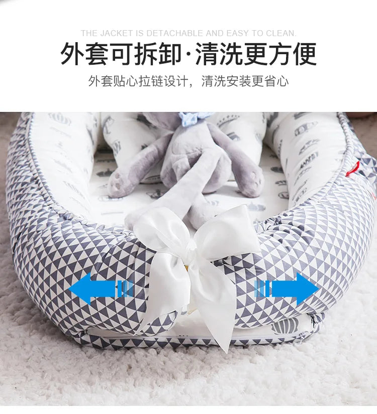 Infant Newborn Baby Lounger Portable Baby Nest Bed for Girls Boys Cotton Crib Toddler Bed Baby Nursery Carrycot Co Sleeper Bed