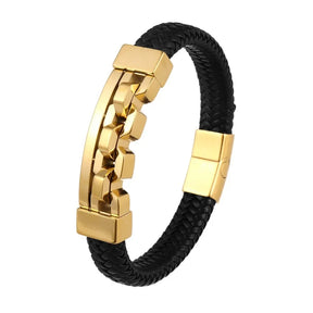 Trend Multi-Layer Leather Braided Hollow Lock Magnetic Buckle Bracelet Glamour Men's Bracelet New Fashion Jewelry Punk Accessori