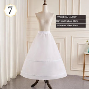 6-Hoops Underskirt Women Petticoat Wedding Dress Pleated Crinoline White a Line Floor Length Under Skirt Cancan Pettidresses
