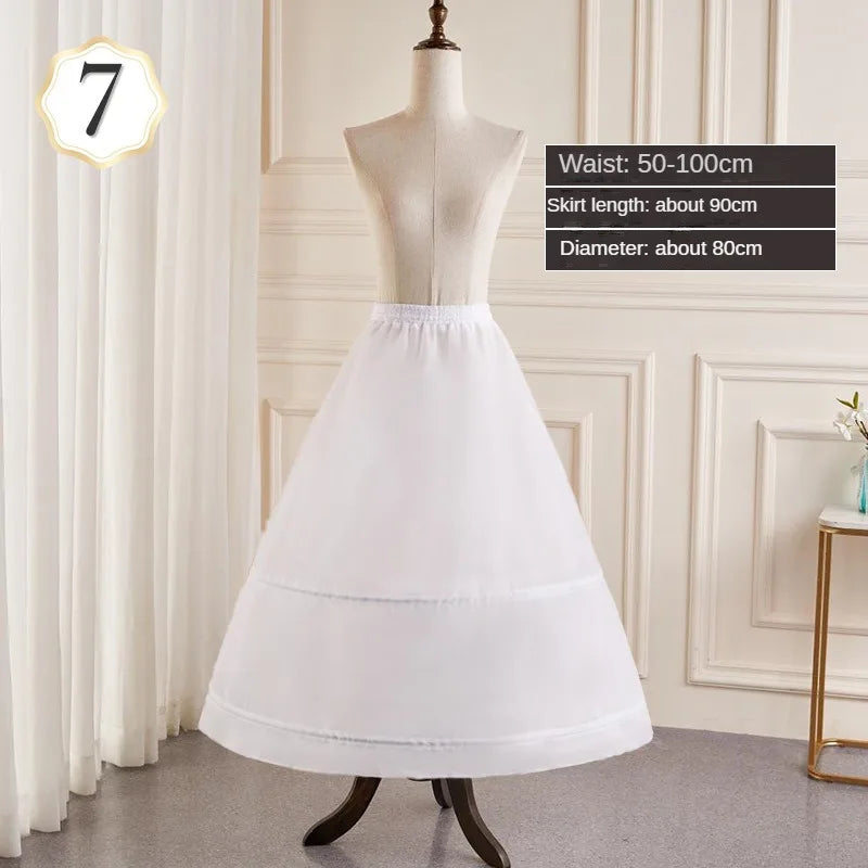 6-Hoops Underskirt Women Petticoat Wedding Dress Pleated Crinoline White a Line Floor Length Under Skirt Cancan Pettidresses