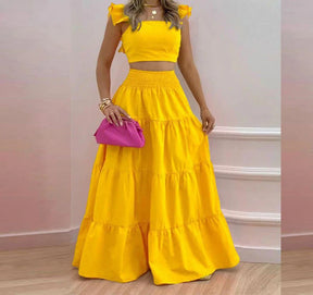 Skirt Y2k Two Piece Set Womans Clothing New 2024 Spring/Summer Elegant Sexy Collage Sleeveless Top and Longuette Suits Female