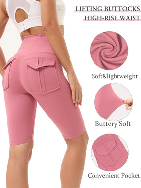 Women Yoga Legging Short High Waist Fitness Quick Drying Cycling Workout Gym Shorts Breathable sports pants with Butt pocket