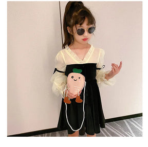 New Mini Cartoon Carrot PU Leather Children's Small Crossbody Bag Cute Kids One Shoulder Bag Boy Girl Sweet Messenger Bag Purse