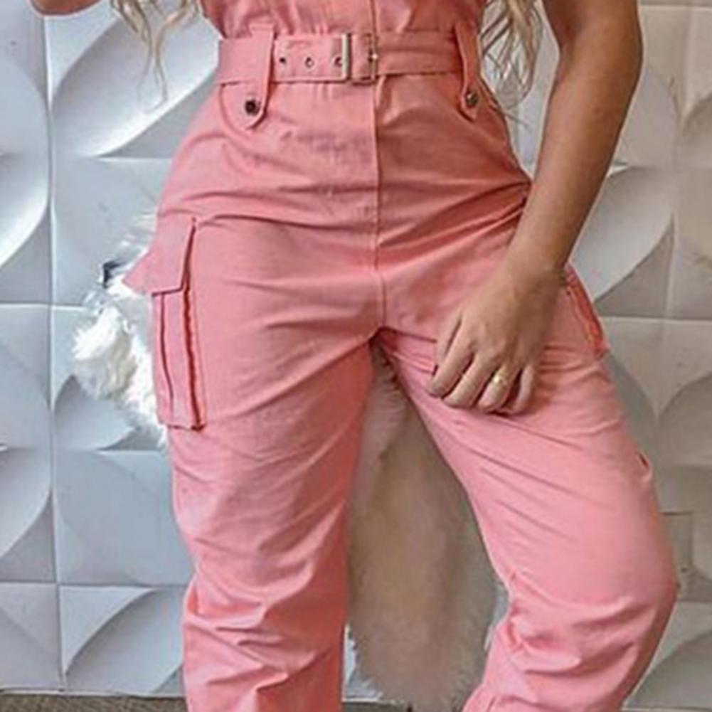 Women Romper 5 Colors Women Jumpsuit Women Sleeveless Slim Halter Jumpsuit Romper Casual Backless Pockets Overalls Playsuit
