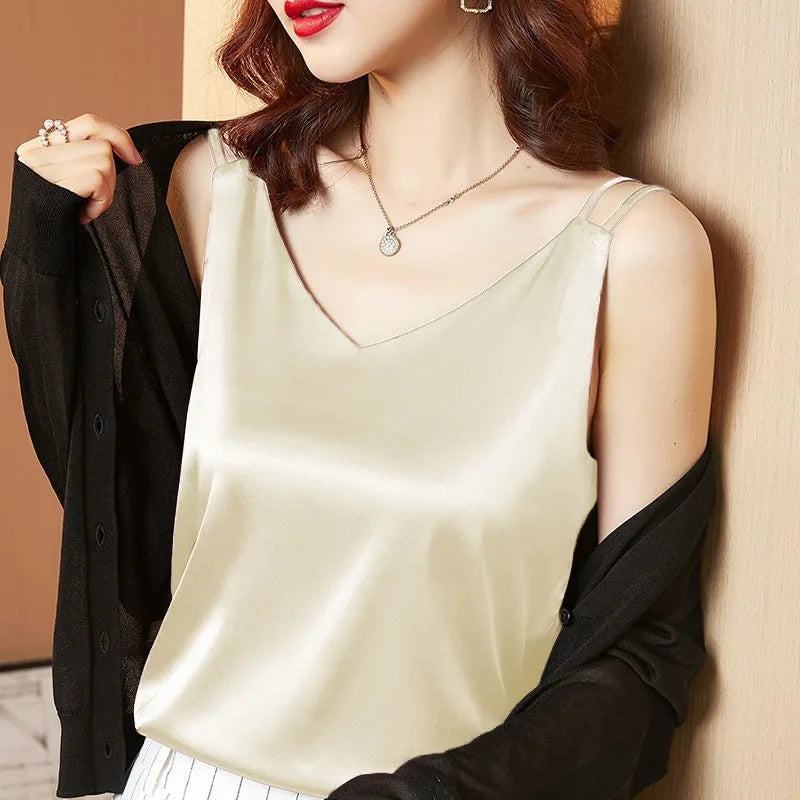 Ice silk Women Summer Tanks Camis Vest Fashion Casual Sleeveless Ladies Street Tanks Tops Tees Hotsweet B3169