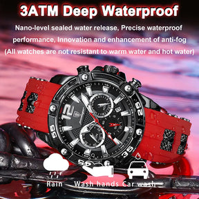 POEDAGAR Silicone Strap Sport Men's Watch Luxury Stopwatch Waterproof Military Wristwatches For Men Brand Luminous Clock Newest