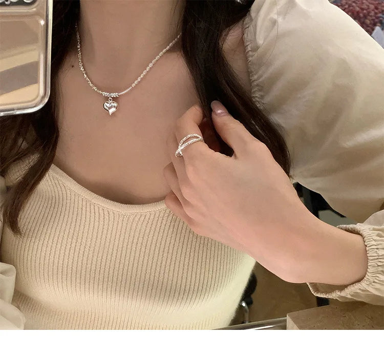 Popular 925 Sterling Silver Fashion Pearl Necklace For Women Fine Jewelry Wedding Party Birthday Gift