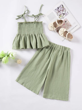 2025 Summer Baby Girl Sets  Fashionable Casual Camisole Shirt and Loose Pants for Kids Girls