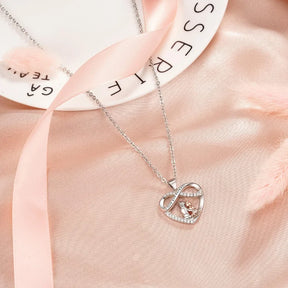 Grandma Granddaughter Necklace W Wish Card, Infinity Heart Pendant Birthday Mother's Day Christmas Gifts Jewelry for Women Girls