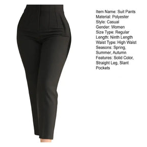 Stylish Office Pants 3D Cutting Workwear Anti-pilling Women Cropped Work Pants Solid Color Female Casual Trousers For Daily Wear