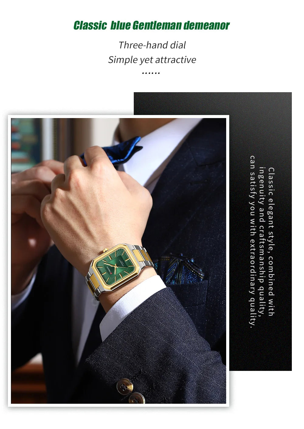 CURREN NEW Rectangular Business Watches for Men 2023 Fashion Brand Quartz Stainless Steel Band Wristwatch Male Clock 8457