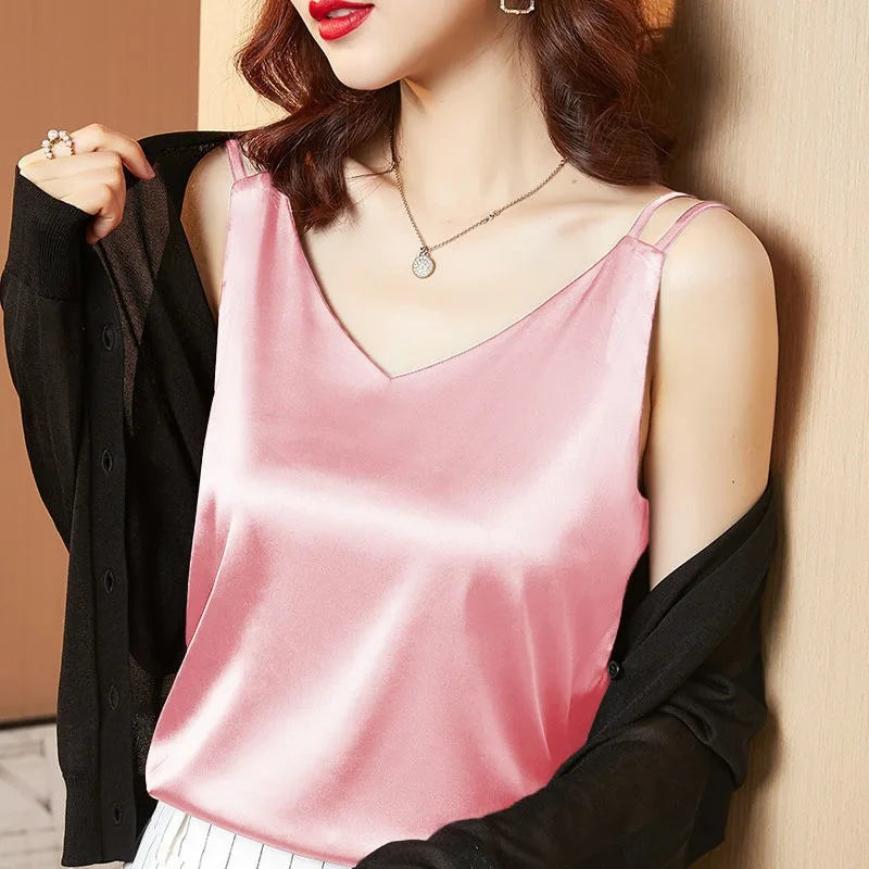 Ice silk Women Summer Tanks Camis Vest Fashion Casual Sleeveless Ladies Street Tanks Tops Tees Hotsweet B3169