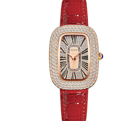 WOKAI high quality fashion luxury Full diamond Pigeon Egg Diamond Lady quartz belt Watch Girl student PROM clock vintage
