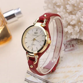 Simple Women Watch Luxury Design Leather Watch Ladies Quartz Wristwatch Solid Color Fashion Women Gift Watch Relojes Para Mujer