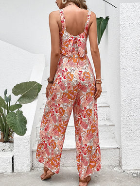 Elegant Long Jumpsuit Women Sexy Backless Wide Leg Jumpsuits Casual Sleeveless Floral Rompers Summer Clothes For Woman 2025 New