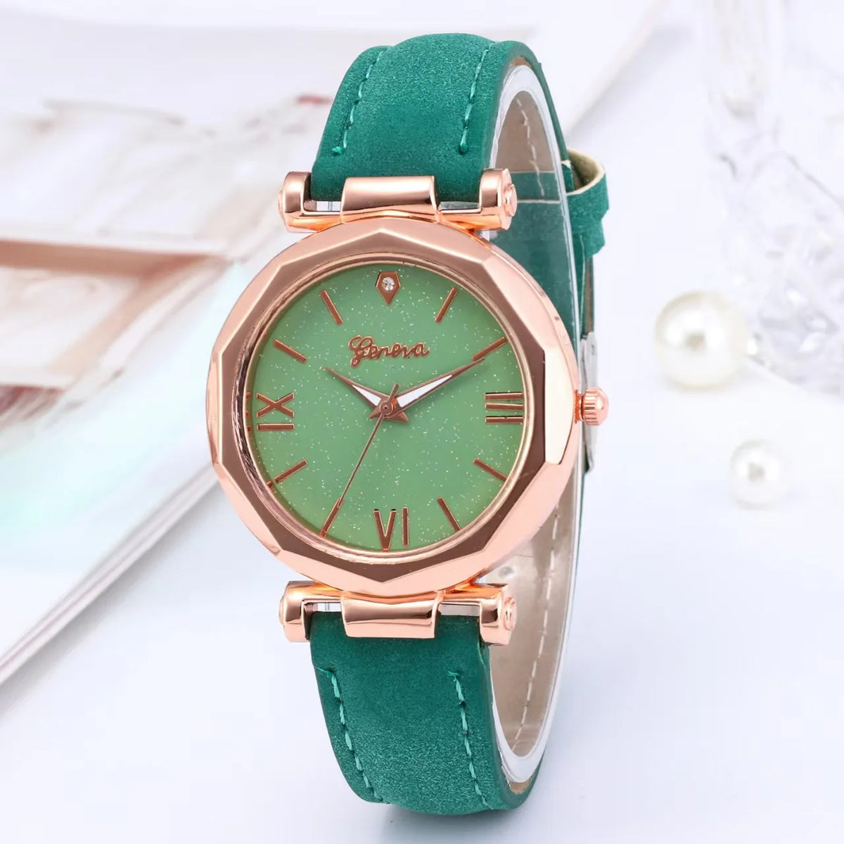 WOKAI high quality fashion luxury Full diamond Pigeon Egg Diamond Lady quartz belt Watch Girl student PROM clock vintage