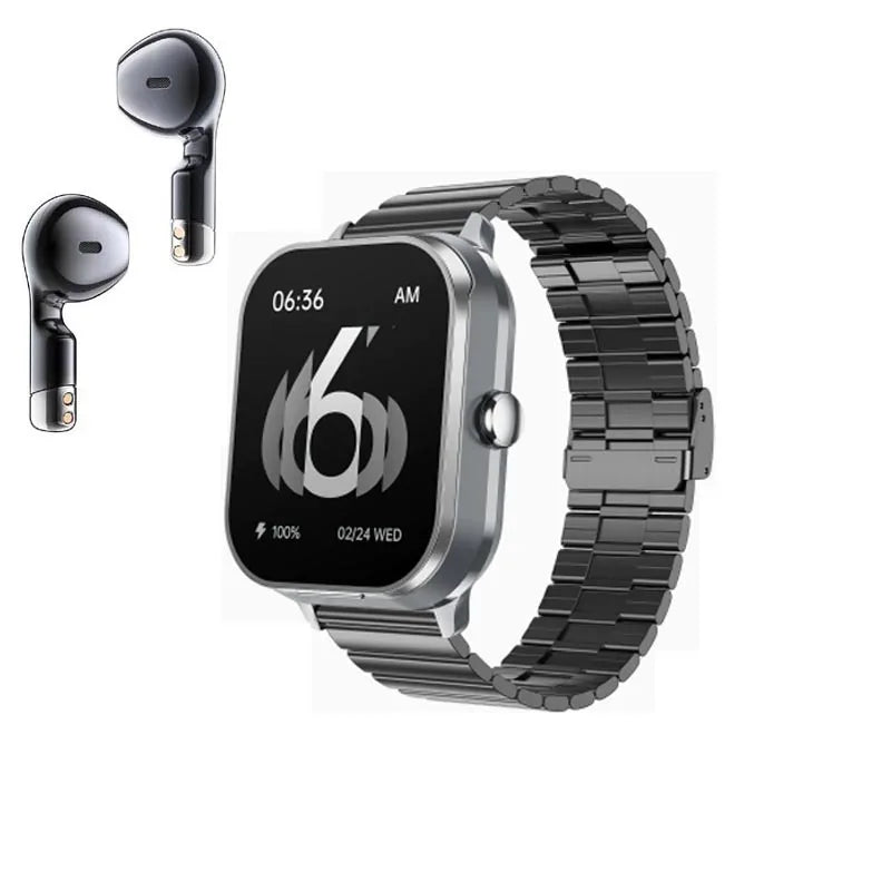 D8 Pro Smart Watch Large Screen With Earbuds TWS 2 In 1 Wireless Bluetooth Noise Earphones NFC Headset Music Sports Smartwatch
