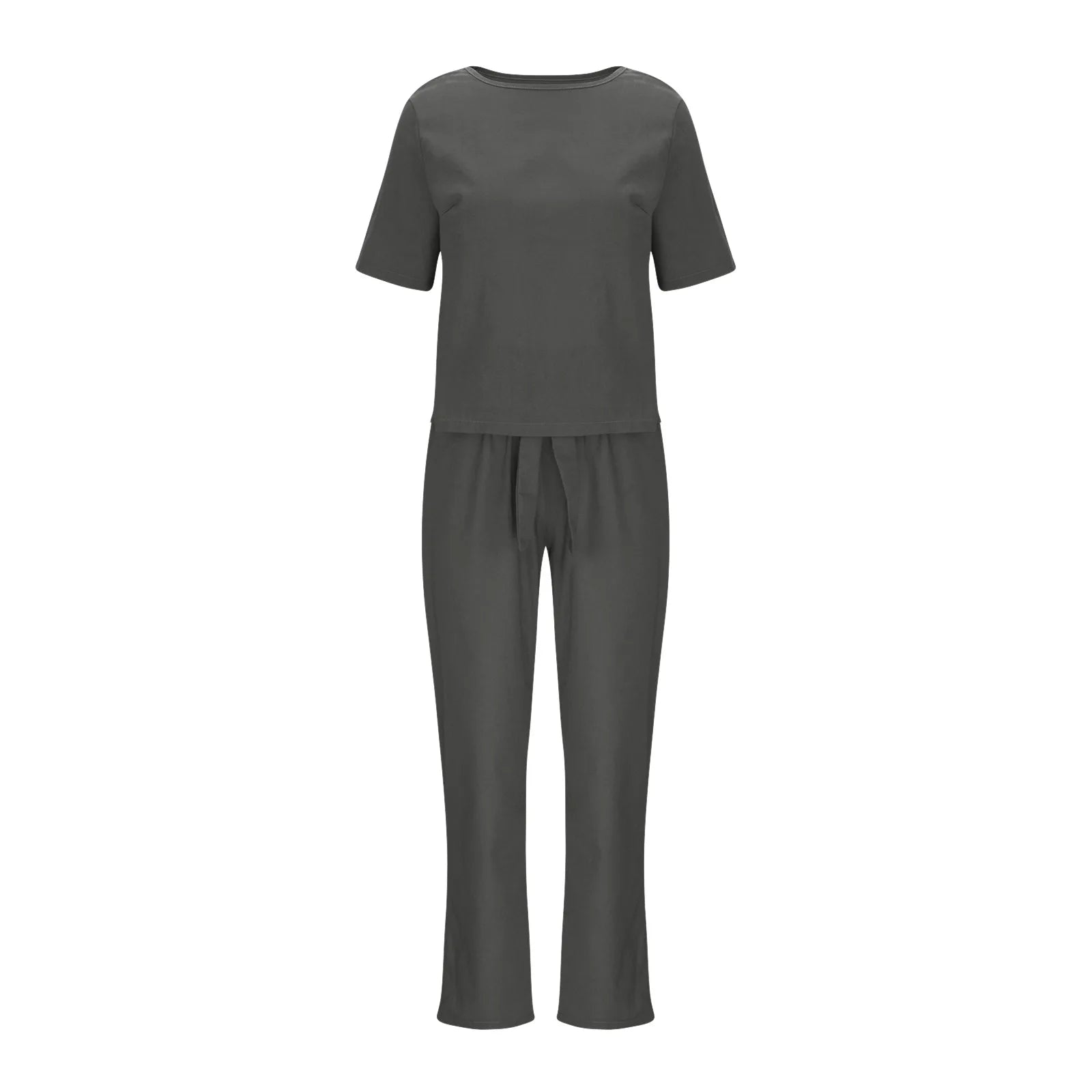 Women's Pullover Shirt And Pants Two-piece Set 2024 Women's Cotton And Linen Summer Suit Short Sleeved O-neck Outfit Pants