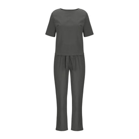 Women's Pullover Shirt And Pants Two-piece Set 2024 Women's Cotton And Linen Summer Suit Short Sleeved O-neck Outfit Pants