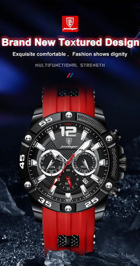 POEDAGAR Silicone Strap Sport Men's Watch Luxury Stopwatch Waterproof Military Wristwatches For Men Brand Luminous Clock Newest