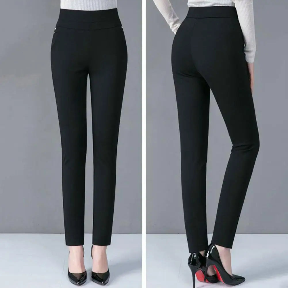 Spring Fall Women Trousers High Waist Tummy Control Women's Pants Casual Solid Color Ankle Length Office Pants for Work