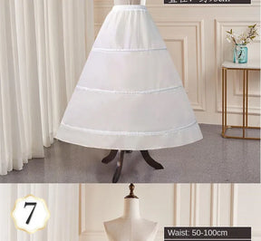 6-Hoops Underskirt Women Petticoat Wedding Dress Pleated Crinoline White a Line Floor Length Under Skirt Cancan Pettidresses