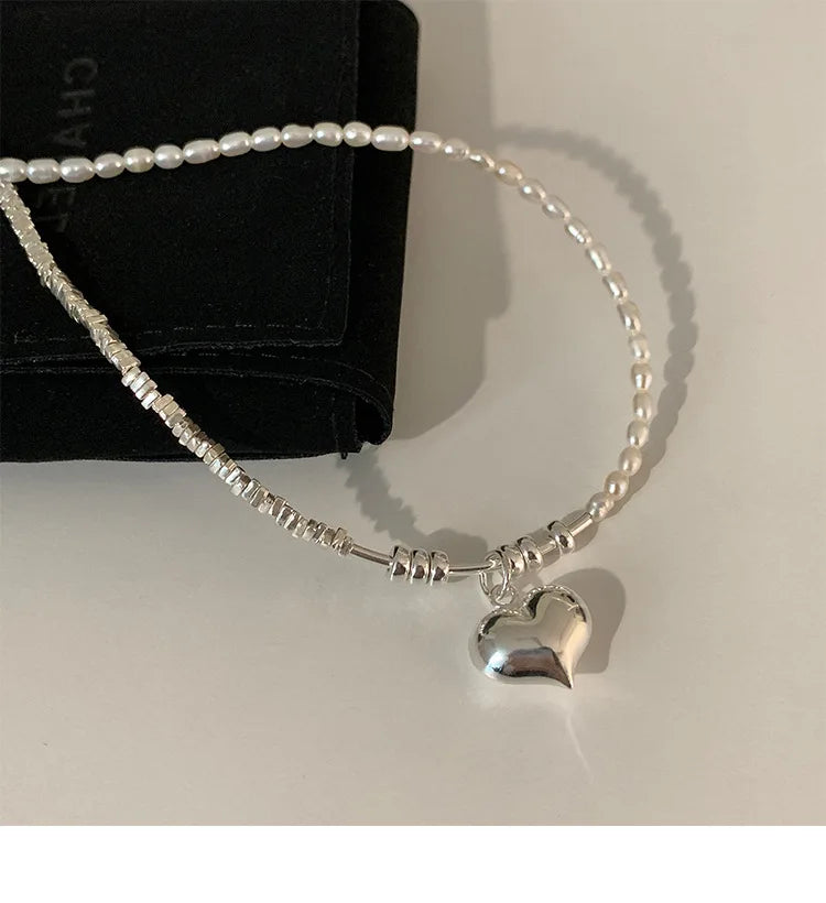 Popular 925 Sterling Silver Fashion Pearl Necklace For Women Fine Jewelry Wedding Party Birthday Gift