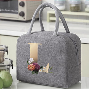 Thermal Food Picnic Lunch Box Insulated School Child Tote Lunch Bags for Work Cute Gold Letter Pattern Cooler Bag for Women