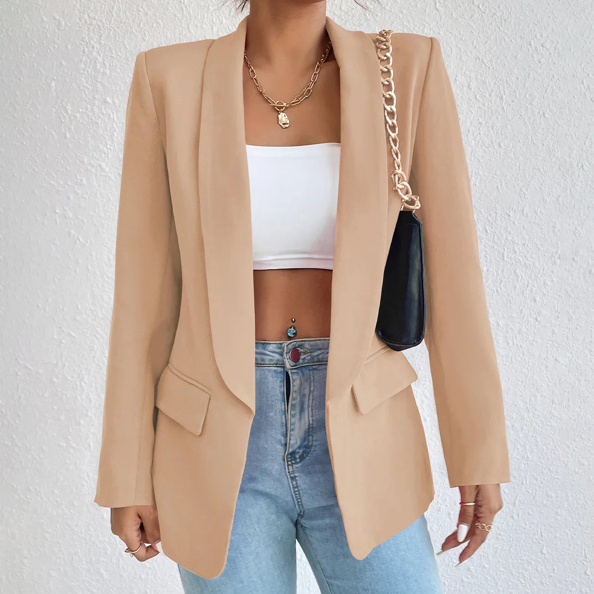 Chic Rose Red Blazers for Women Spring 2023 Casual Coats Black Women's Jacket Suit Basic Slim Summer Blazer Women Jacket Office