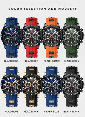 POEDAGAR Silicone Strap Sport Men's Watch Luxury Stopwatch Waterproof Military Wristwatches For Men Brand Luminous Clock Newest