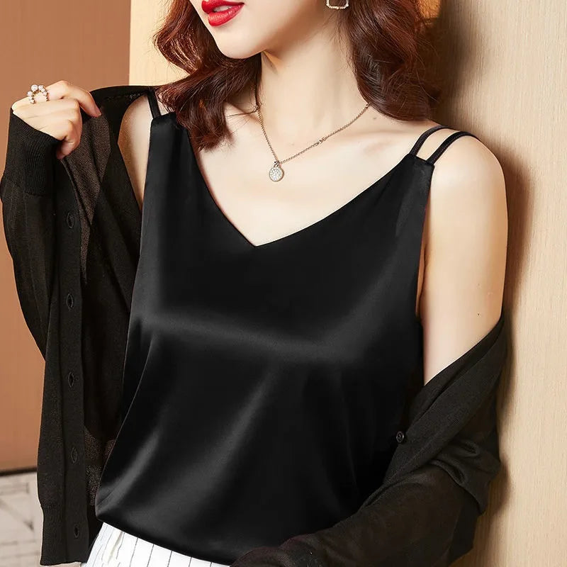 Ice silk Women Summer Tanks Camis Vest Fashion Casual Sleeveless Ladies Street Tanks Tops Tees Hotsweet B3169