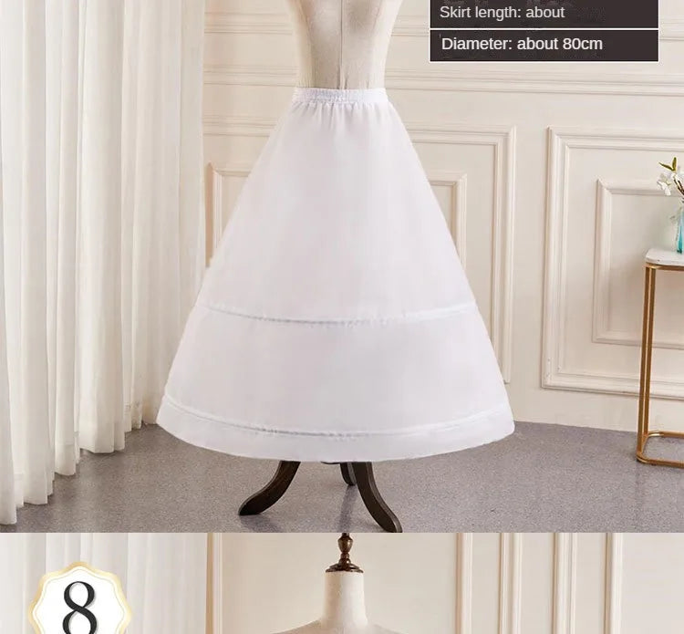 6-Hoops Underskirt Women Petticoat Wedding Dress Pleated Crinoline White a Line Floor Length Under Skirt Cancan Pettidresses