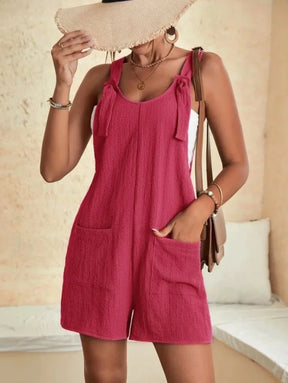 Women Wide Leg Overalls Casual Adjustable Strap Sleevelss Double Pocket Jumpsuits Sexy Loose Basic Daily Rompers OUFY-308