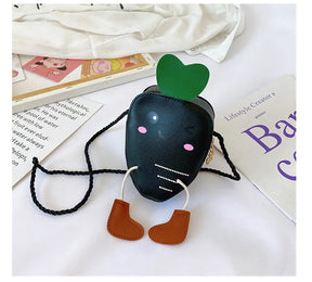 New Mini Cartoon Carrot PU Leather Children's Small Crossbody Bag Cute Kids One Shoulder Bag Boy Girl Sweet Messenger Bag Purse