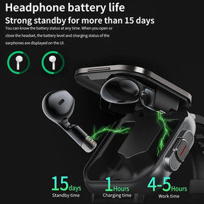 TWS 2 In 1 Smart Sports Watch Wireless Bluetooth Headset Calling Health Monitor Fitness Record Watches With Headset