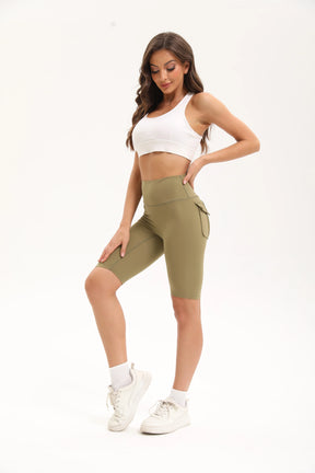Women Yoga Legging Short High Waist Fitness Quick Drying Cycling Workout Gym Shorts Breathable sports pants with Butt pocket