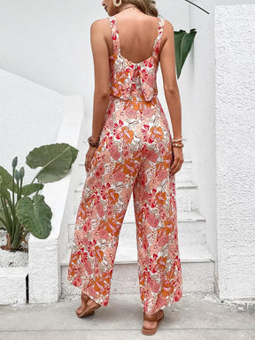 Elegant Long Jumpsuit Women Sexy Backless Wide Leg Jumpsuits Casual Sleeveless Floral Rompers Summer Clothes For Woman 2025 New